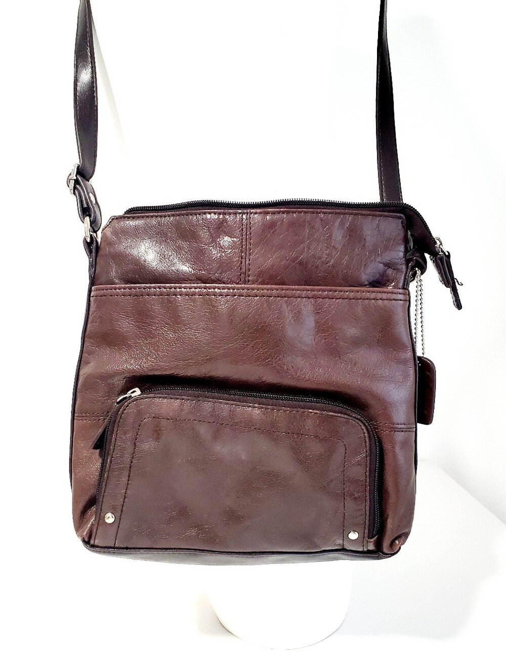Vintage Jessica Dark Brown Leather Crossbody Bag